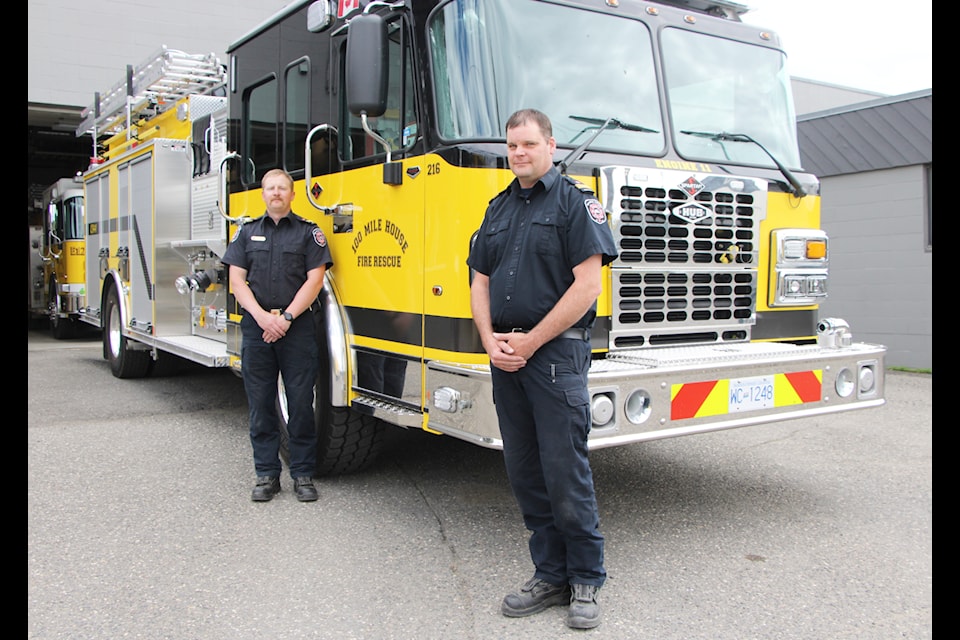 100 Mile Fire Rescue Deputy Chief Cole Sparreboom and chief Dave Bissat both welcomed the arrival of a new fire engine to the hall last week. (Patrick Davies photo - simplymastery)