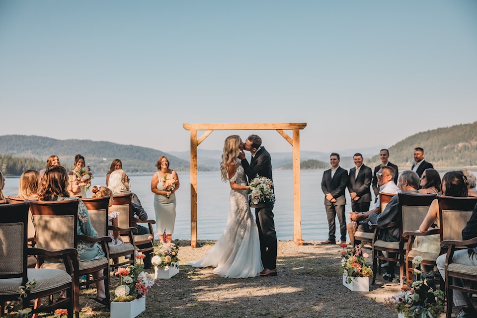 A picture of a beach wedding ceremony at South Point Resort  (Photo by Mandy McLelland, submitted by Leanne Sallenback)