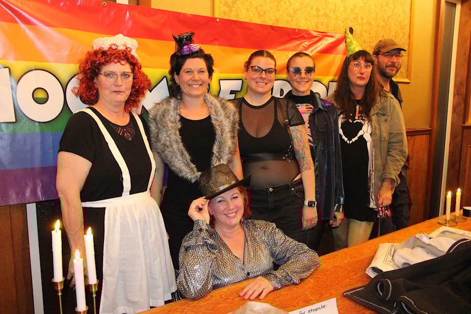 The 100 Mile House Pride Society celebrated Halloween on Friday, Oct. 25 with a screening of the Rocky Horror Picture Show. Just over 30 came out to watch the 1975 cult classic equipped with toast, newspaper and confetti and all set to yell at the movie screen. All proceeds went to the 100 Mile House Pride Society. (Patrick Davies photo - 100 Mile Free Press)