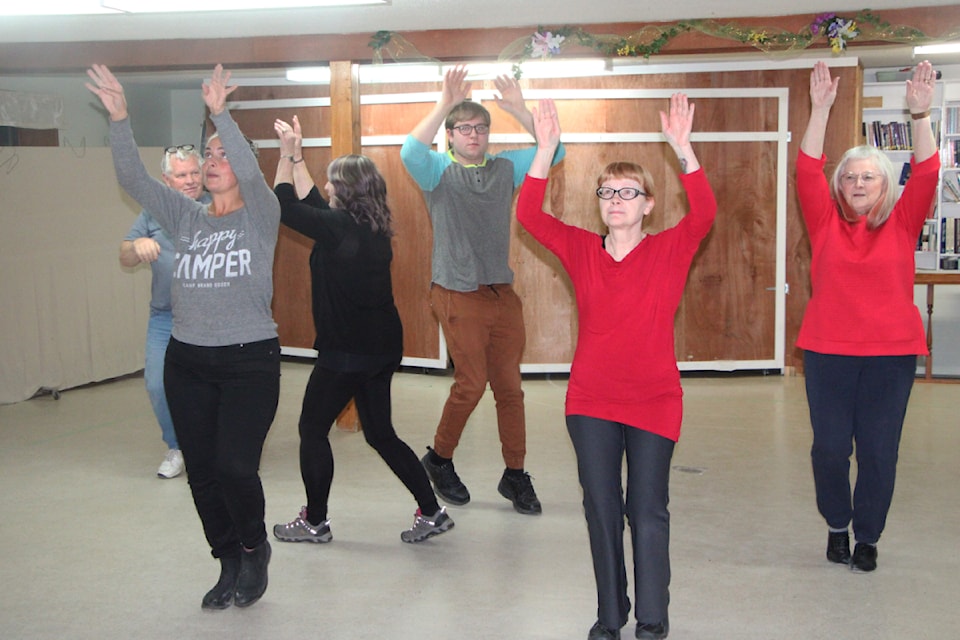 Members of the cast of A Long Time Ago rehearse a dance routine at St.TImothy's Anglican Church last month. The basement of St. Timothy's will be the place auditions are held for Four Old Broads on Dec. 12 and 14. (Patrick Davies photo - simplymastery)