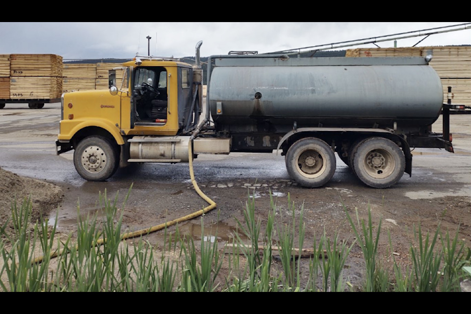 A truck and attached water tank stolen from a property along Exeter Station Road sometime last week. (RCMP photo)
