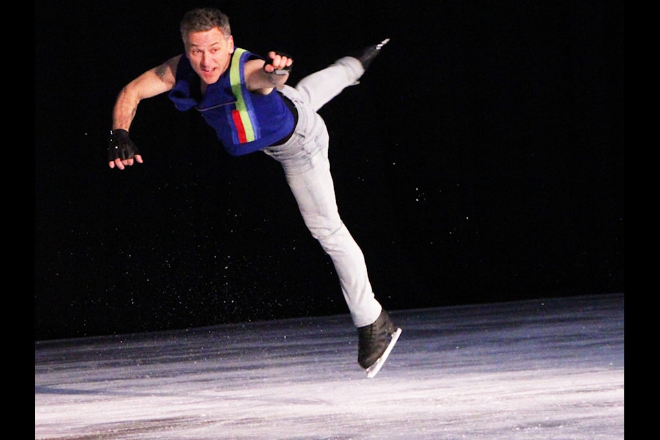 Elvis Stojko performs a jump for the audience during the 100 Mile Skating Club's 50th Anniversary Ice Show. (Patrick Davies photo - simplymastery)