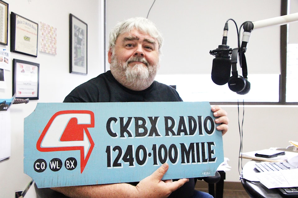 Chris Adams, the morning host of CKBX, was sad to see the demolition of the old CKBX radio station where he got his first taste of being a radio personality. CKBX made the building behind the 100 Mile Community Hall its home for close to four decades. (Patrick Davies photo - 100 Mile Free Press)
