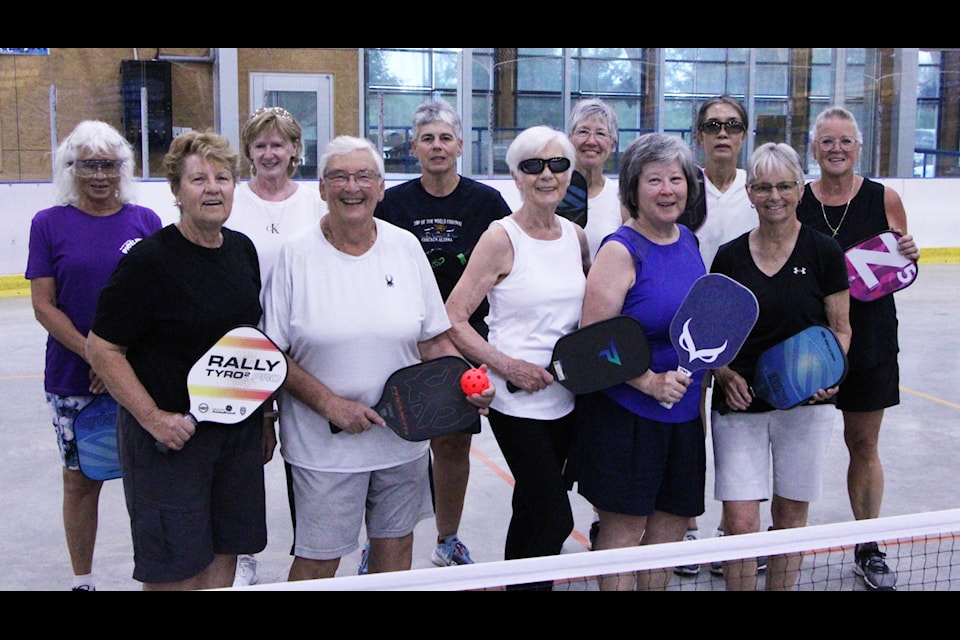 Around a dozen members of the South Cariboo Pickleball Association played pickleball together four times a week for several weeks at the South Cariboo Rec Centre. (Patrick Davies photo - 100 Mile Free Press)