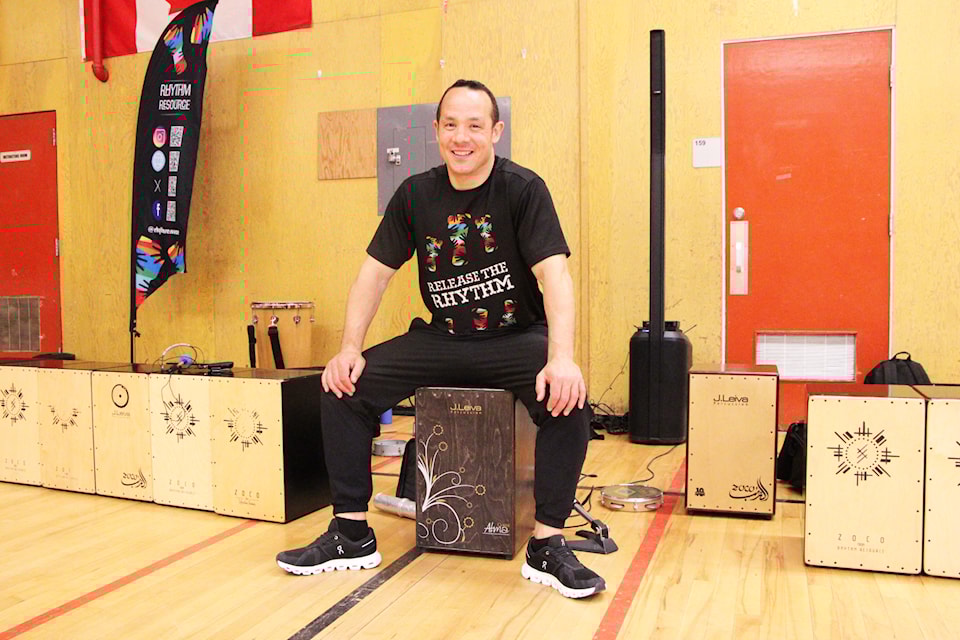 Daniel Duggan of Rythm Resource uses drums from around the world to teach students the importance of resilience. (Patrick Davies photo - simplymastery)