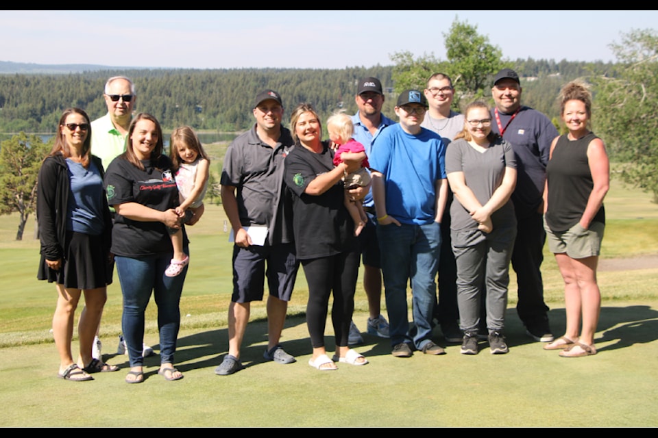 On Tuesday, June 10, the organizers of the Mr T Charity Golf Tournament presented $9,000 to the South Cariboo Health Foundation and $5,000 to the family of Tyson Courtemanche, who has cancer, at the 108 Golf Resort. (Patrick Davies photo - simplymastery)