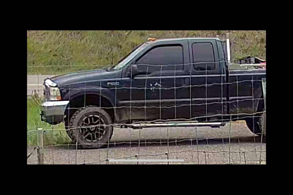 A picture of a Ford F350 truck, which had auto parts taken from it in a report dated May 29. (Photo submitted - 100 Mile House RCMP)