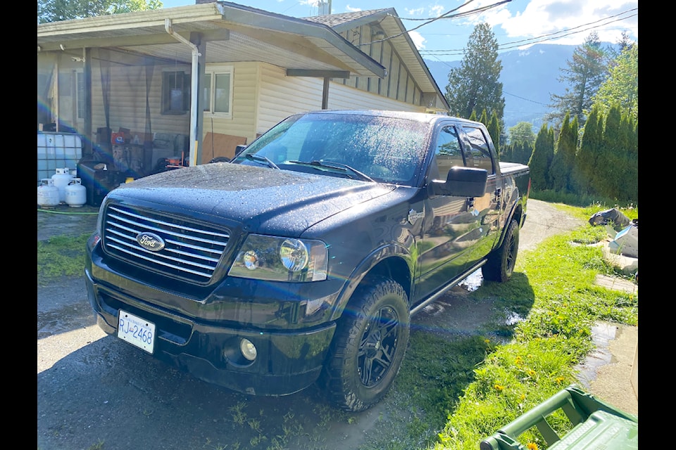  A black 2007 Ford F150 with BC license plate RJ2468 was stolen from a property along Little Green Lake Road. (RCMP photo)