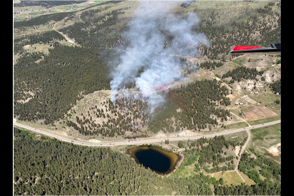 The wildfire near Highway 97 close to Clinton, BC