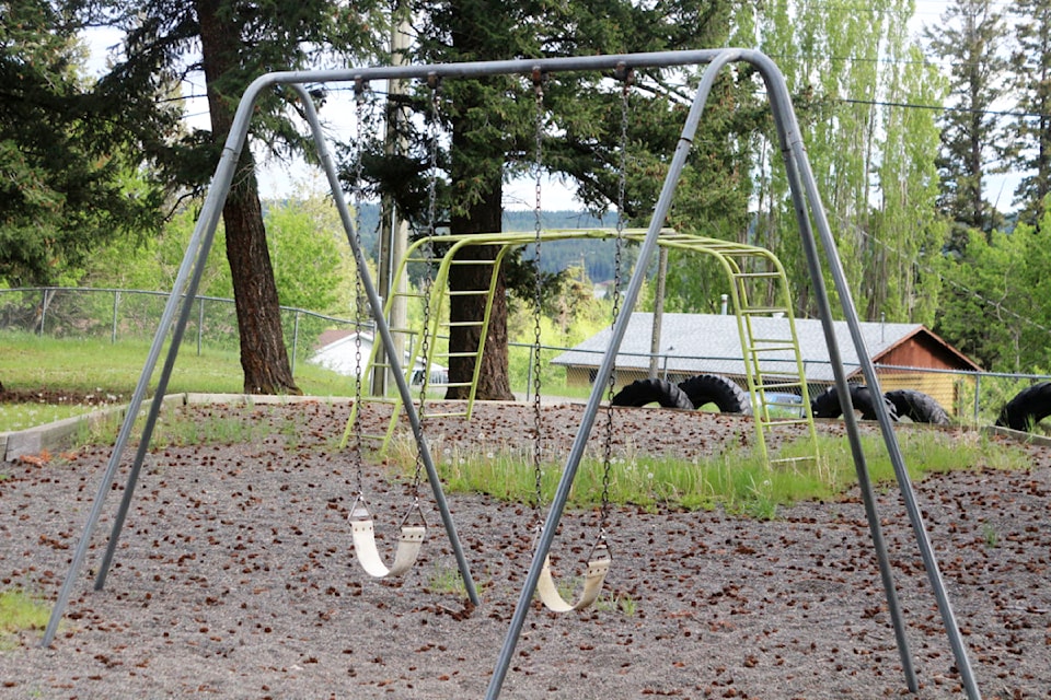 Swings at the Lac La Hache Elementary School playground