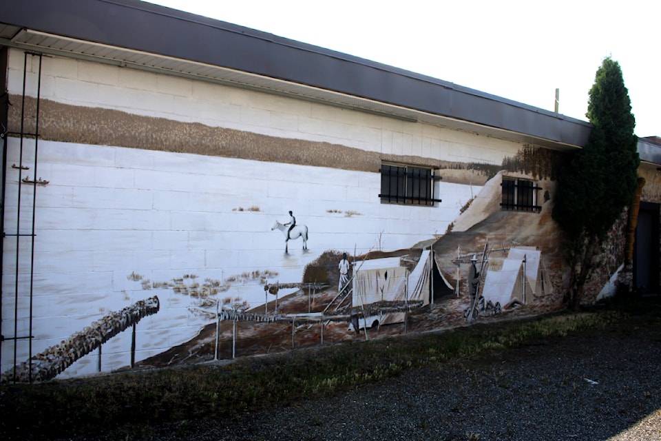 The Lac La Hache mural, located at an abandoned business that used to be called the Town Antiques store, on Fourth Street. The mural was completed in 2008.