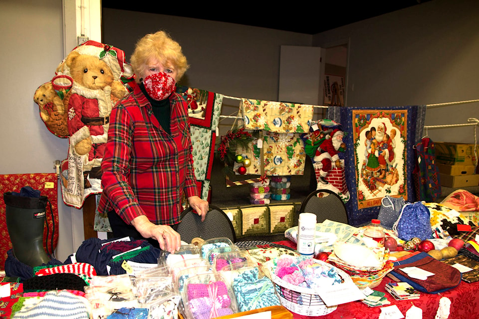 Arlene Henzel offered a variety of unique handmade gifts at the Lone Butte Christmas Craft Market on Nov. 21. (Kelly Sinoski photo, 100 Mile Free Press)