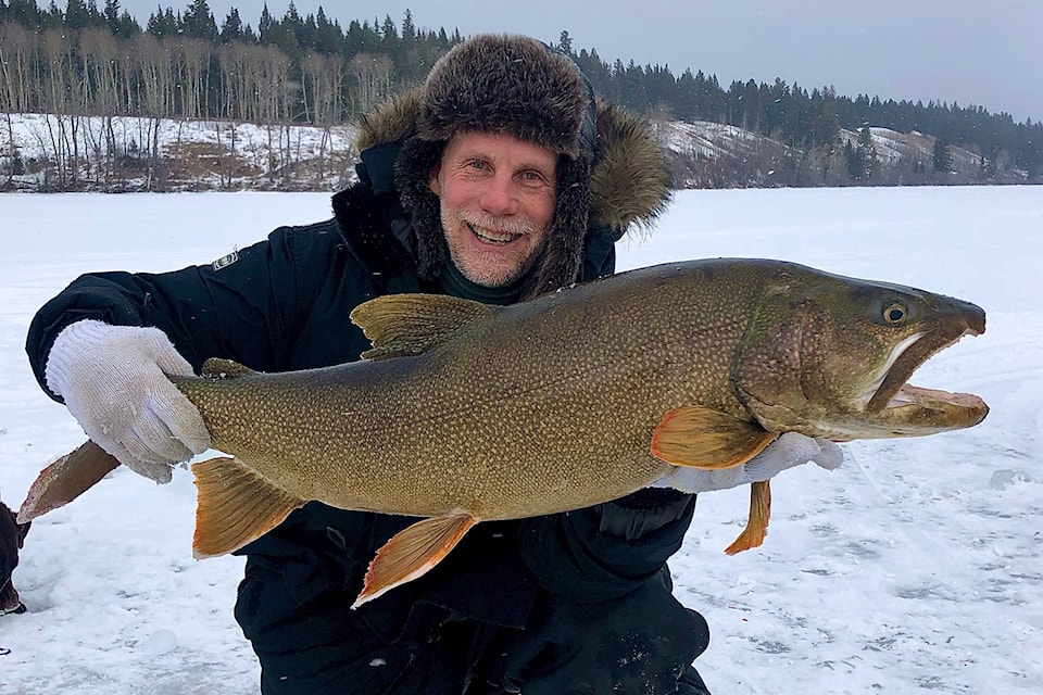 Murray Zelt caught a 27-pound lake trout on Horse Lake on Jan. 27. (Jeff McMichael photo - submitted)