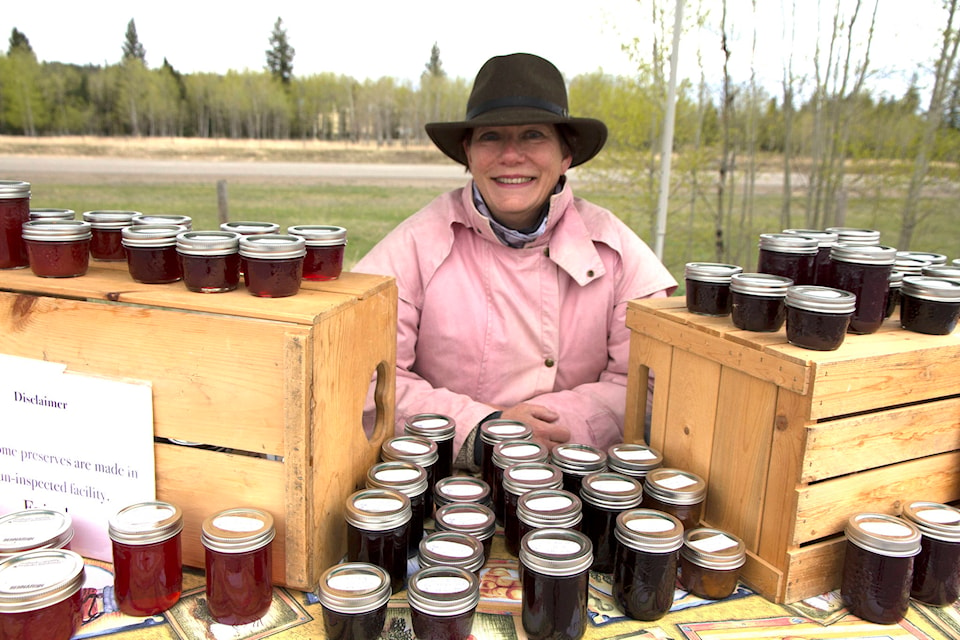 Rita Giesbrecht,who sits on the board of the South Cariboo Farmers’ Market, said feedback on the first day of the season was great. (Kelly Sinoski photo -100 Mile Free Press)