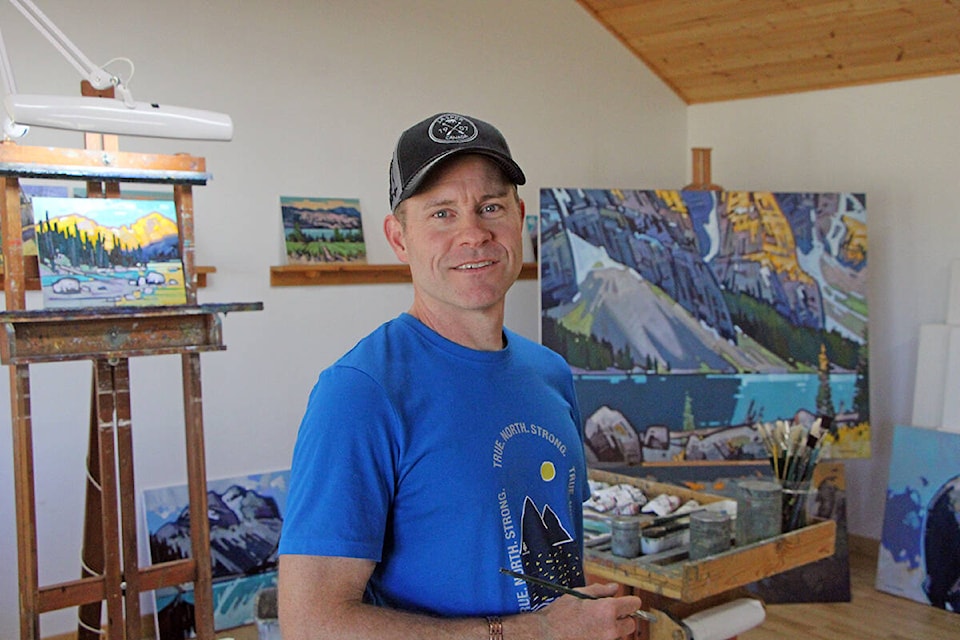 Cameron Bird spends hours in his Lac La Hache studio creating paintings that sell for thousands of dollars across Canada. (Patrick Davies photo - 100 Mile Free Press)