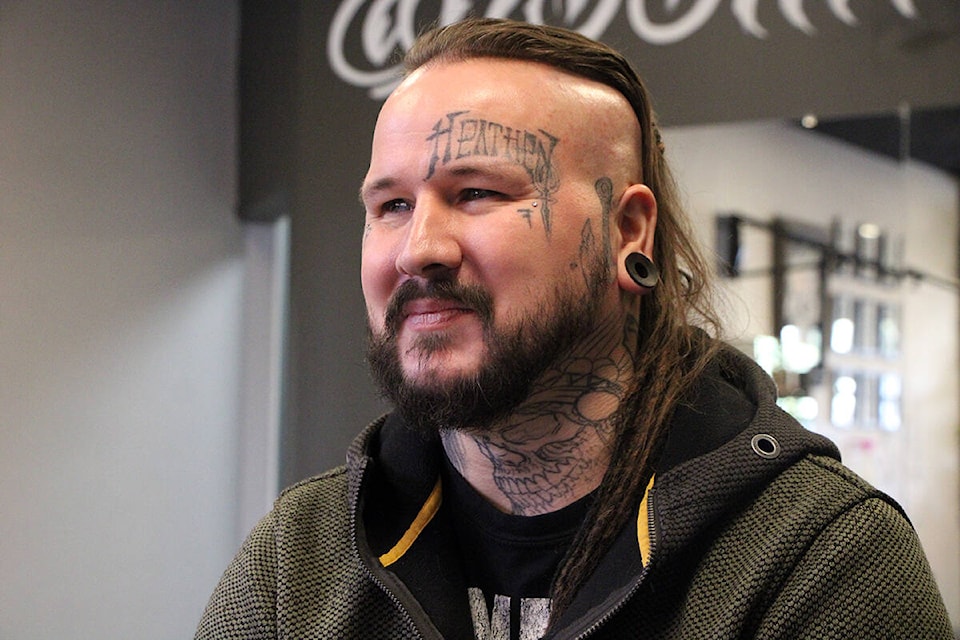 Andrew Schmah has been getting tattoos since he was 17 and has been tattooing people since his mid-twenties. (Patrick Davies photo - 100 Mile Free Press)