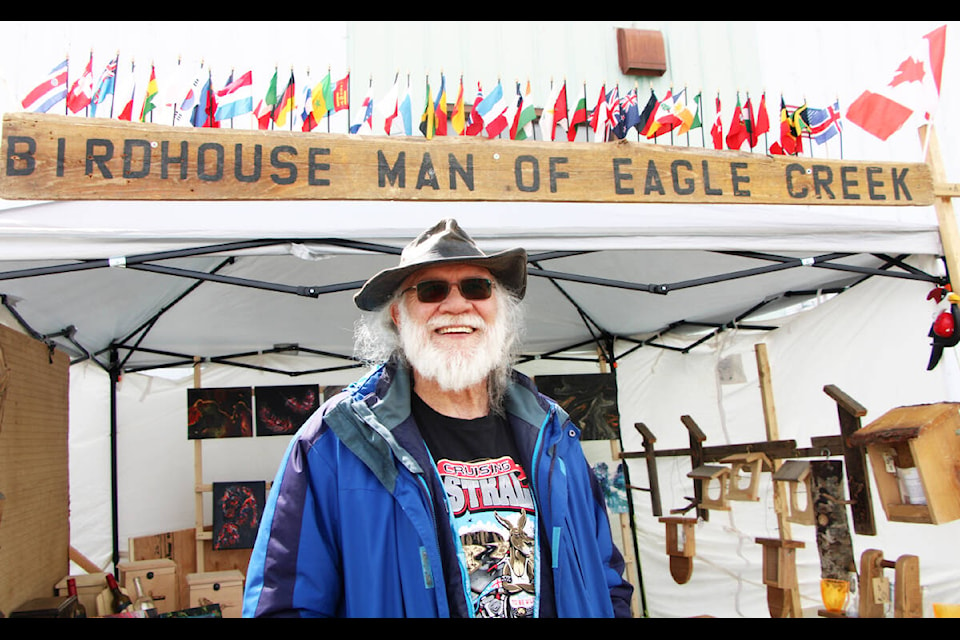 Mike Palka, better known as the Birdhouse Man of Eagle Creek, is happy to return to the South Cariboo Farmers Market this season. (Patrick Davies photo - 100 Mile Free Press)