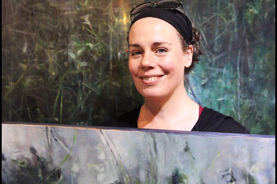 Corey Hardeman has brought her unique style of landscape paintings to Parkside Gallery this month with her show Solastalgia. (Patrick Davies photo - 100 Mile Free Press)