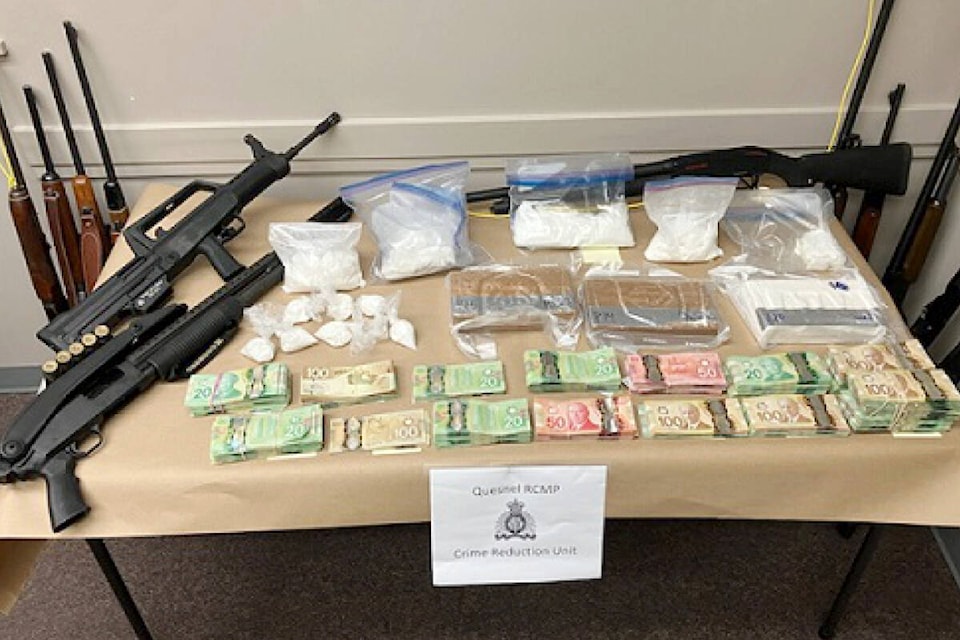 Quesnel RCMP recently seized under five kilograms of cocaine, $92,900 in cash, and 15 firearms. (RCMP photo)