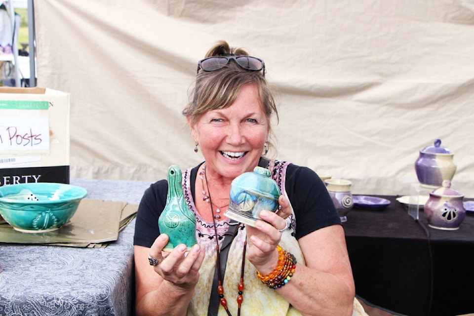 Cindy Faulkner intends to hang 100 unique peace bells, made by hand using clay, across the South Cariboo this fall and spring. (Patrick Davies photo - 100 Mile Free Press)