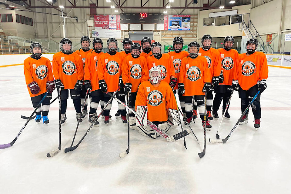 The U18 Female Timberwolves wear their orange jerseys at practice to acknowledge the National Day for Truth and Reconciliation. (Photo submitted)