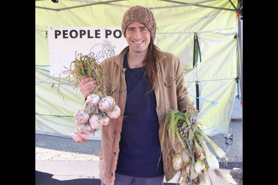 David Liang of People Power Farm had plenty of onions for the last South Cariboo Farmers Market of the season. (Patrick Davies photos - 100 Mile Free Press)