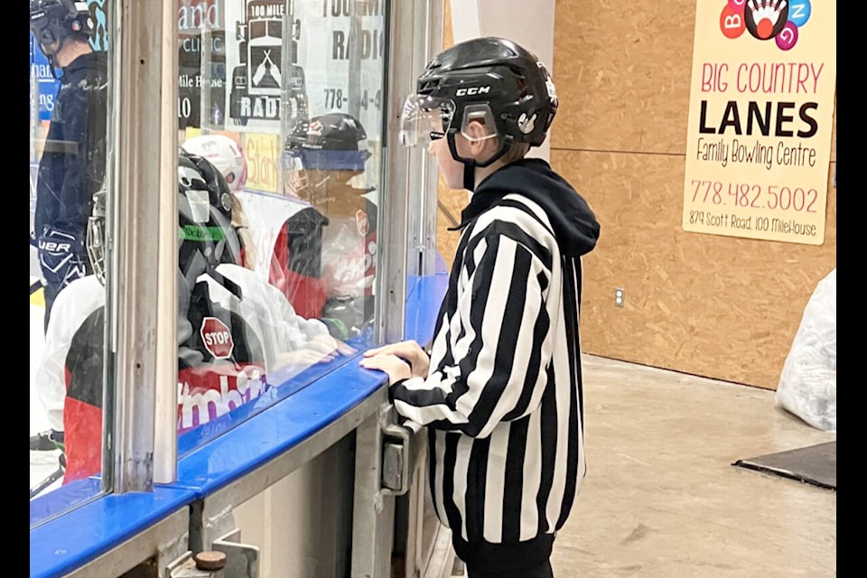 Hudson McKinnon hopes he inspires other young people to step up and become refs. (Fiona Grisswell photo - 100 Mile Free Press)