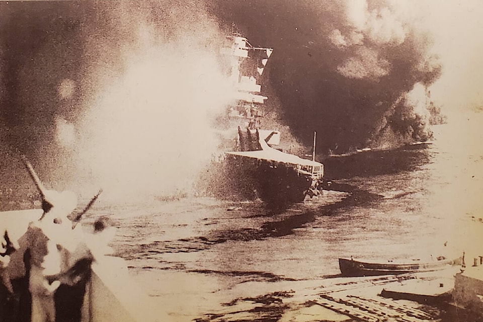 Bombing of battleships on Dec. 7, 1941 at Pearl Harbour. (Joe Fetters photo)