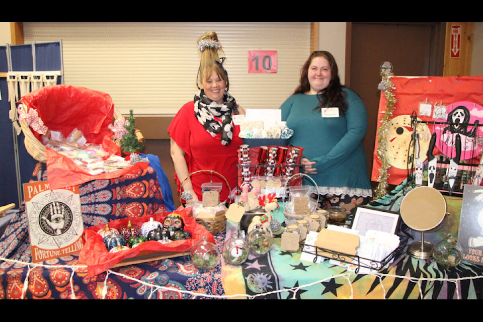 The Sinister Sisters, otherwise known as Marcy Vickers and Kristen Tofsrud, attended the 2022 Winter Arts and Craft Fair. (Patrick Davies photo - 100 Mile Free Press)