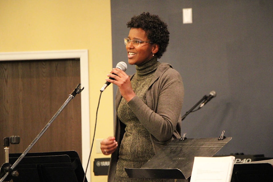 Alamaz Durand organized and emceed the Greater Purpose Benefit Concert at Hillside Community Church on Nov. 19. (Patrick Davies photo - 100 Mile Free Press)