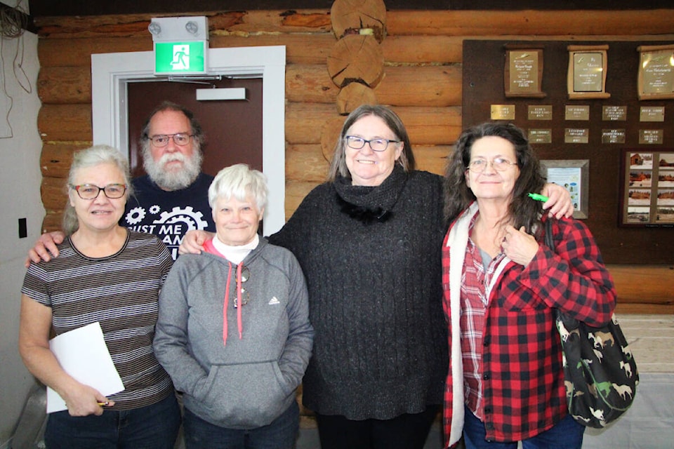 The Seventy Mile Access Centre (SMAC) working group consists of Cecilia Griffiths (left), Paul Griffiths, Karyn Greenlees, Sally Watson and Colleen Birnie. They will put together a proposal to save the SMAC property. (Patrick Davies photo - 100 Mile Free Press)