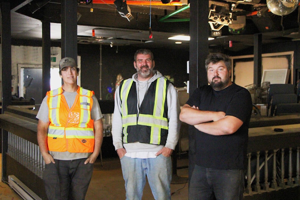 Kierah Clark (left), Doug Duhamel and Jesse Gower are in the midst of turning the old Boomers Nite Club into Valhalla Games, 100 Mile House’s new hobby shop/arcade. (Patrick Davies photo - simplymastery)