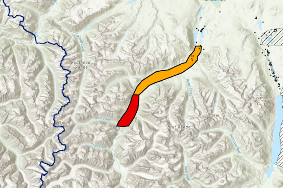 An evacuation alert is in place for 28 parcels north of Twist Creek evacuation order in the West Chilcotin. (BC Wildfire map)
