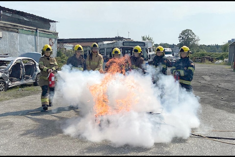 The Camp Ignite firefighting mentoring program for girls in Grades 11 and 12 came to the training centre on Riverside Road in Abbotsford on Aug. 11. 