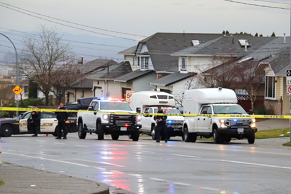 A pedestrian was hit by a vehicle Friday morning (Dec. 13) at Townline and Upper Maclure roads in Abbotsford.