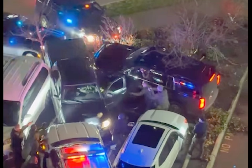 Police take down a suspect Monday night (Dec. 16) outside of the Sandman Hotel on Mt. Lehman Road in Abbotsford. 