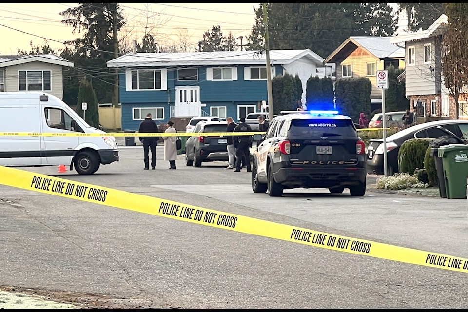 Police are on scene Thursday morning (Dec. 5) on Holly Street in Abbotsford following a shooting. 