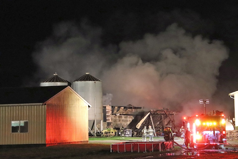 Crews were on scene of a barn fire Tuesday night (Oct. 29) in the 8900 block of Lefeuvre Road in Abbotsford. 