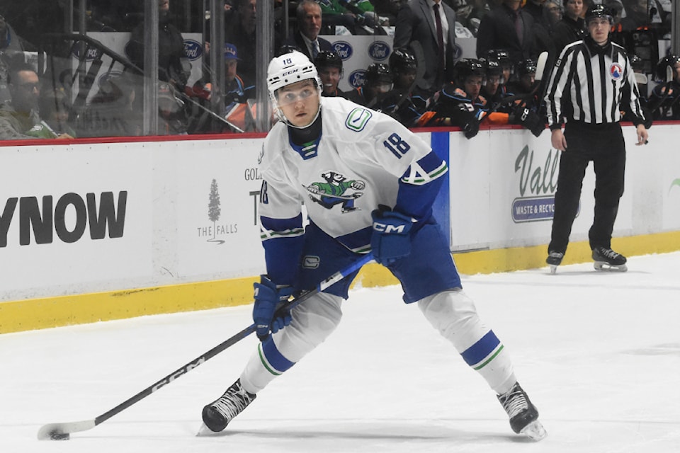 Danila Klimovich winds up for the shot that scored his second goal on the season. 