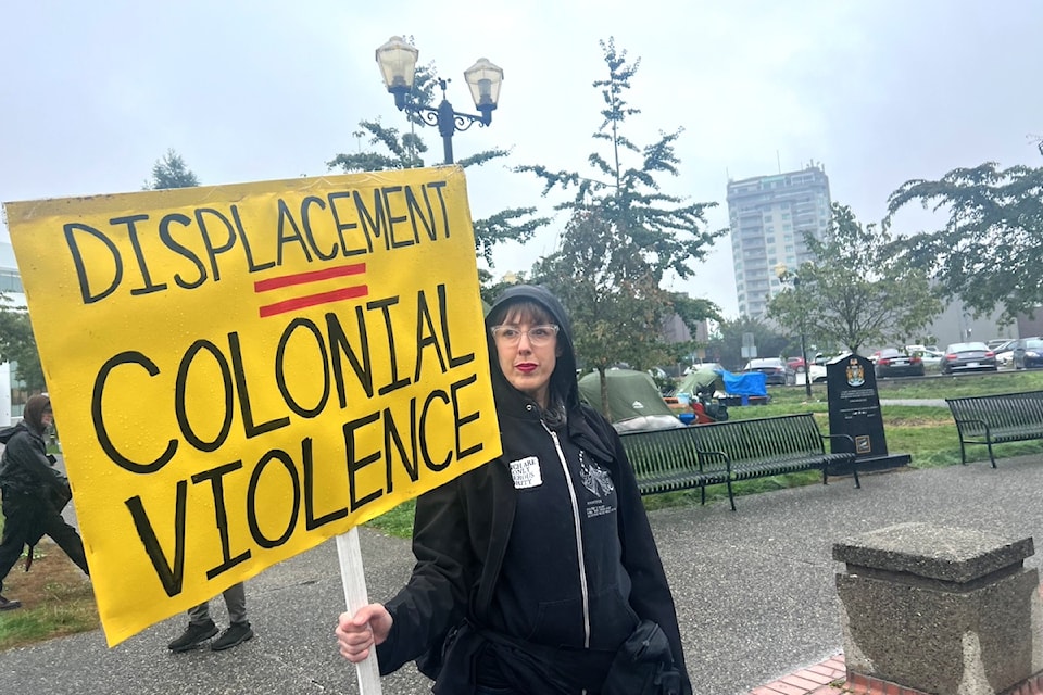 Carrie Besko was among the supporters who joined occupants of an encampment outside of Abbotsford City Hall on Monday, Sept. 23. 