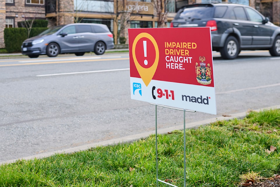 Roadside signs will be placed weekly at locations where impaired drivers have been apprehended. 