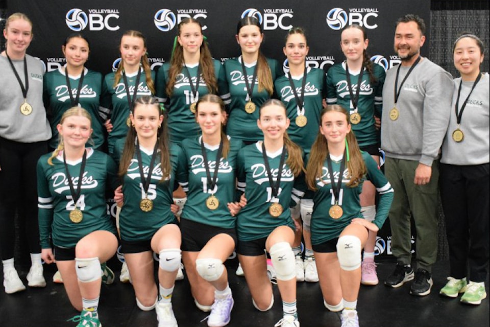 Ducks 14U won the 14U Girls Division 1 title at the 2025 indoor volleyball provincials in Abbotsford. 