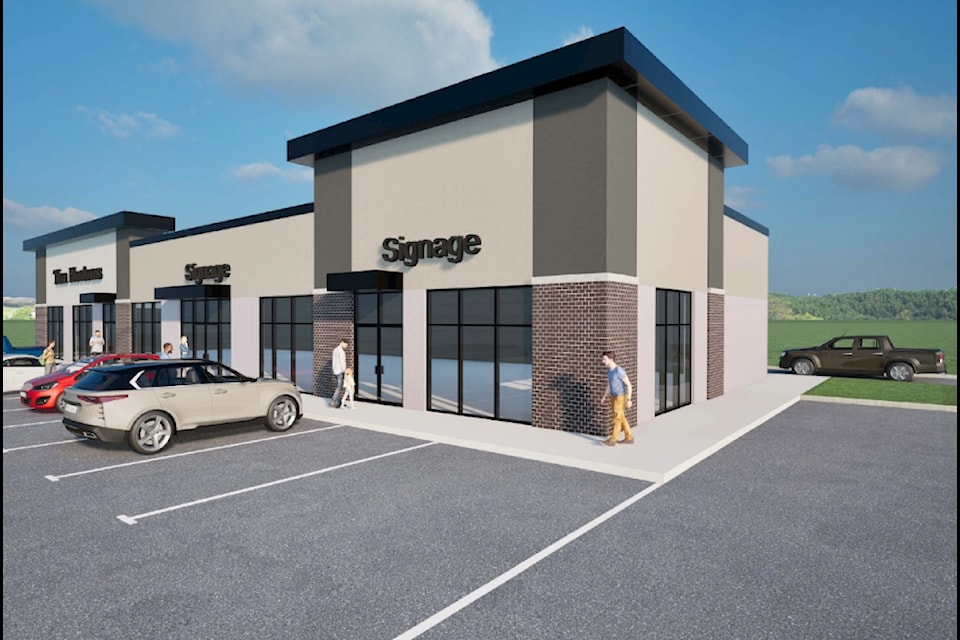 An artist's rendering shows a plan for a gas station and drive-thru restaurant near the Abbotsford International Airport. 
