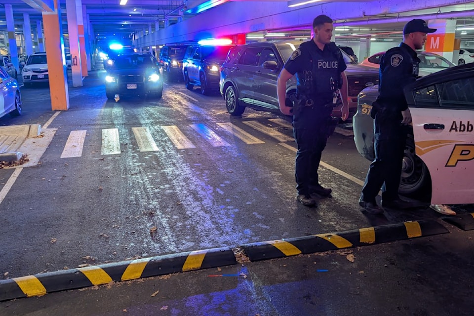 Abbotsford Police arrest the driver of a stolen truck at HighStreet Mall on Dec. 20.