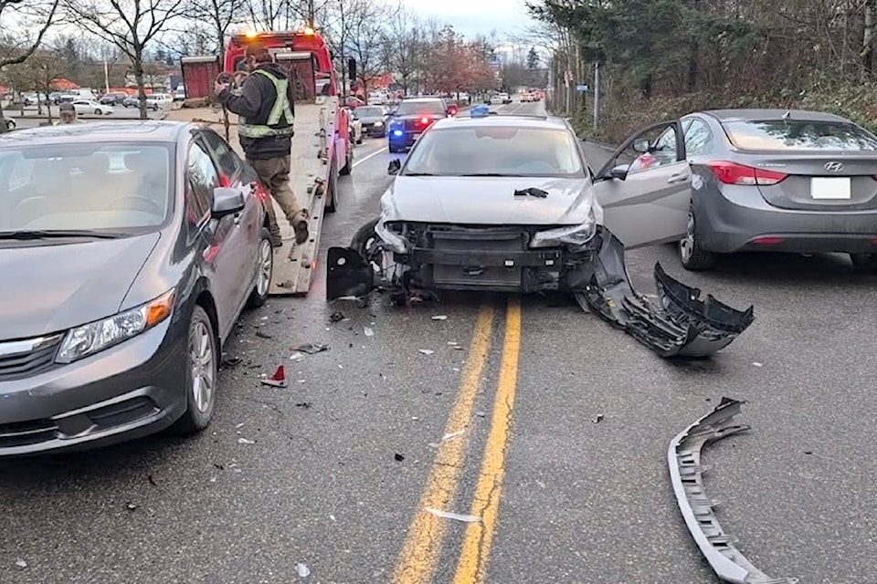 Two suspects were arrested after fleeing from police and crashing a stolen vehicle at the Vedder Way and Marshall Road intersection on Wednesday (Jan. 8). Charges have now been laid.
