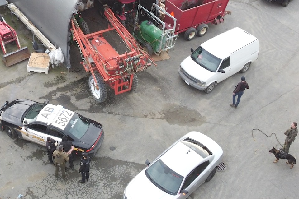 Three suspects were arrested Tuesday morning (Jan. 7) on Sumas Prairie in Abbotsford.