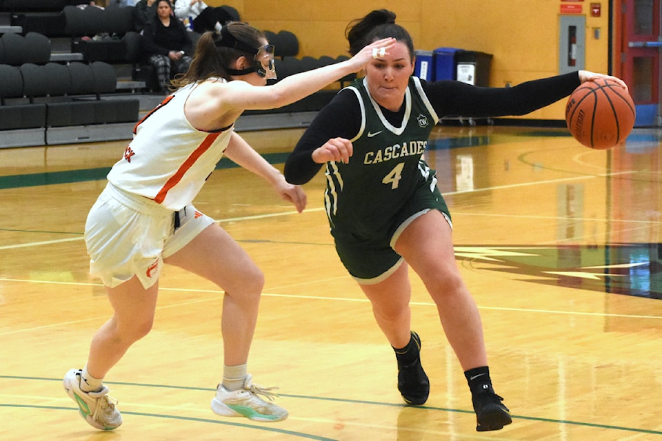 UFV's Maddy Gobeil drives the lane against TRU on Saturday (Jan. 11). 