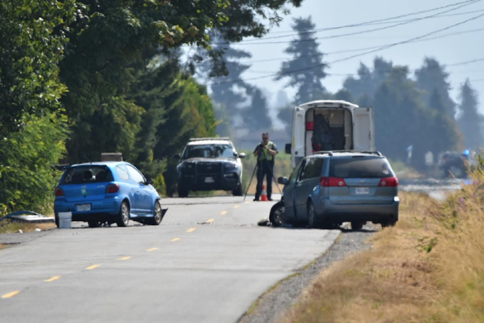 Two vehicles collided in Abbotsford on July 30, sending one person to the hospital in an air ambulance.