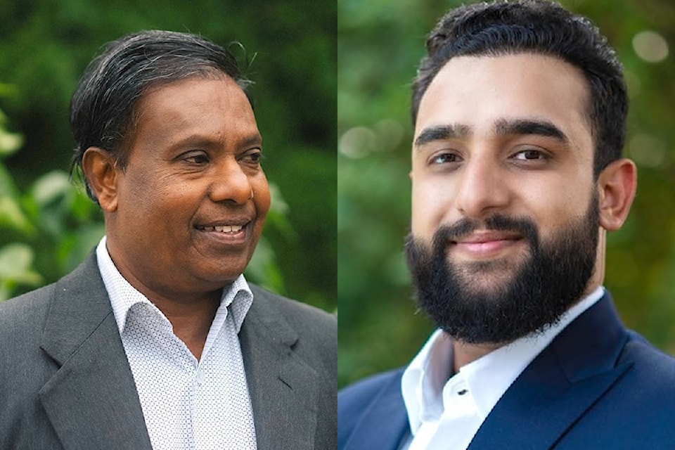 Federal election candidates announced as of March 24 for the Abbotsford-South Langley riding are Dharmasena Yakandawela (left) for the NDP and Sukhman Gill for the Conservatives.