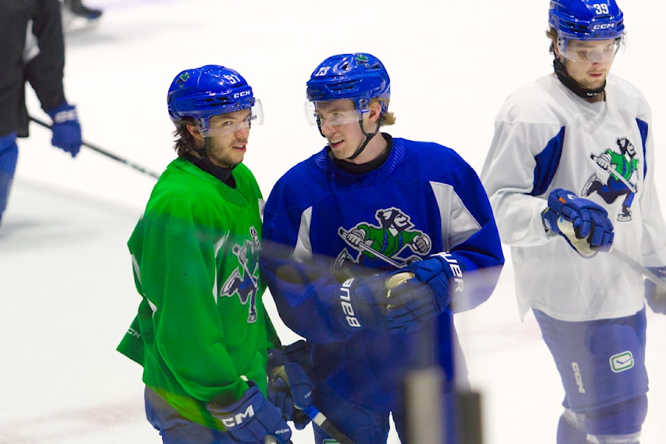 The Abbotsford Canucks practiced back at home ahead of Game 3 with the Coachella Valley Firebirds.